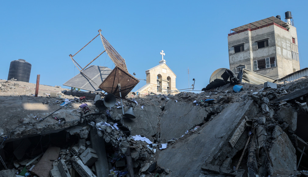 L&#039;église orthodoxe grec Porphyrius après une nuit de bombardements à Gaza, le 20 octobre 2023. / Keystone