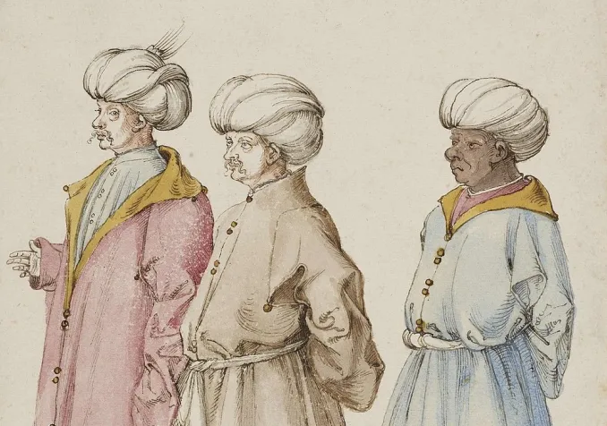 Trois Turcs et leur esclave, aquarelle d'Albrecht Dürer, 1514 ©Public domain, Wikimedia Commons