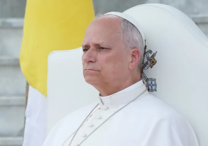 Le pape Léon XIV en Guinée équatoriale, le mardi 21 avril 2026, au neuvième jour de sa visite pastorale de 11 jours en Afrique. KEY - ANDREW MEDICHINI