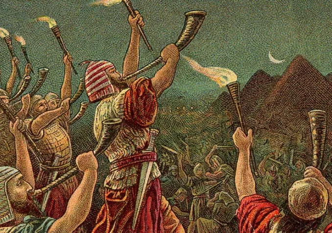 Gédéon et ses 300 hommes choisis pour vaincre les Madianites. ©The Providence Lithograph Company, domaine public, Wikimedia Commons