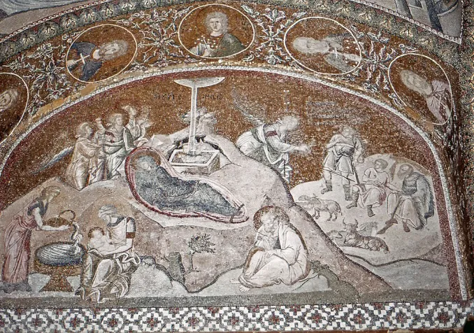 "La nativité", mosaïque de l'église Saint-Sauveur-in-Chora à Istanbul ©Wikimedia Commons/Daniel Villafruela/CC BY 3.0