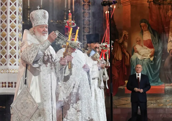 Le patriarche Kirill et Vladimir Poutine, le 24 mars 2022. RNS