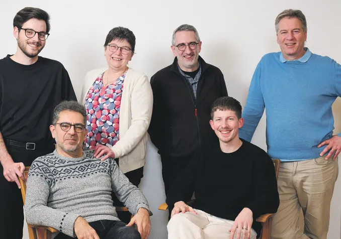 De gauche à droite: Quentin Beck, Constantin Bacha, Esther Berger, Jean-Marc Leresche, Micha Weiss et Frédo Siegenthaler ©David Marchon