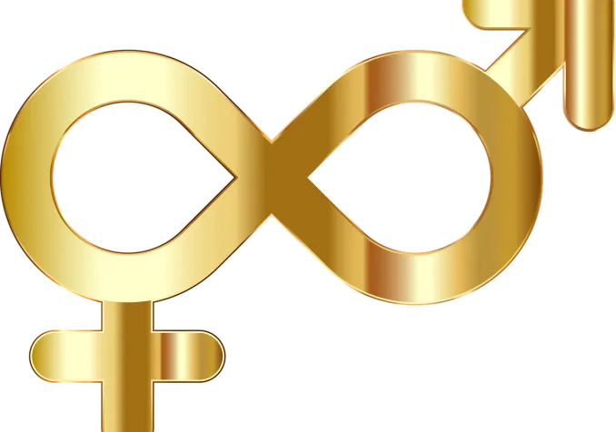 Le signe de l'infini, mêlé aux symboles du masculin et du féminin