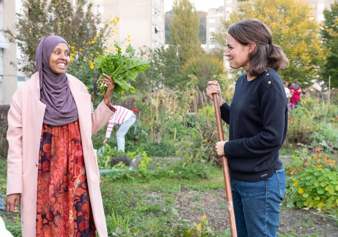 EPER/Rachel Molinié Crédit : Rachel Molinié - Tandem qui se rencontre au jardin de Praz-Séchaud à Lausanne