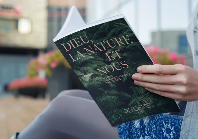 Photomontage du mook «Dieu, la nature et nous» Réformés/OPEC
