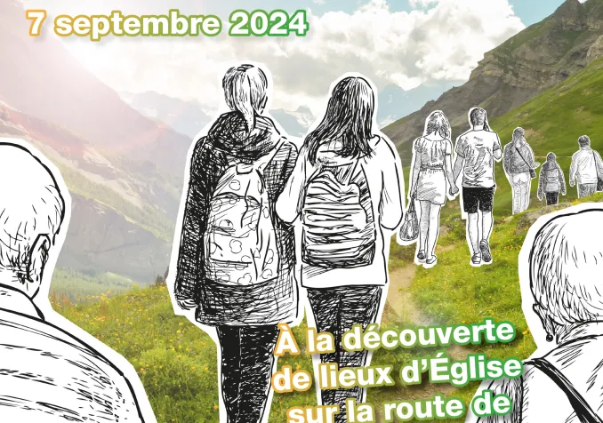 Cheminer, se restaurer et rayonner ensemble Affiche de la Journée de l'Eglise 2024