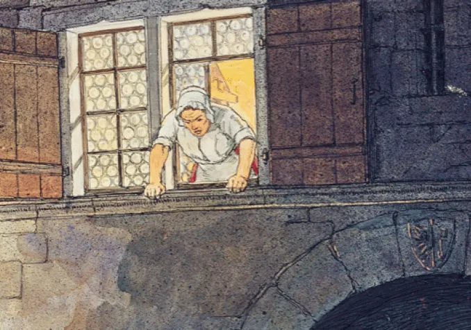 Crédits: Alexandre Guillot, Édouard Elzingre, «La Mère Royaume», in La Nuit de l’Escalade, Atar, Genève 1915. Catherine Royaume