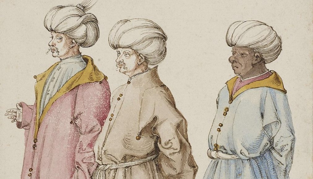 Trois Turcs et leur esclave, aquarelle d'Albrecht Dürer, 1514 Trois Turcs et leur esclave, aquarelle d'Albrecht Dürer, 1514 / ©Public domain, Wikimedia Commons