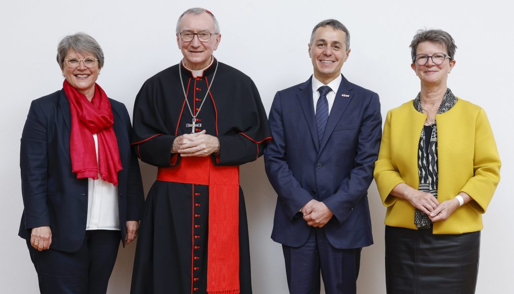 Rita Famos, le Cardinal Pietrolin, Ignazio Cassis et Evelyn Borer. / Rita Famos, le Cardinal Pietrolin, Ignazio Cassis et Evelyn Borer. 