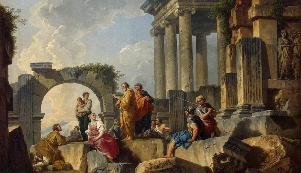 &quot;L&#039;apôtre Paul prêchant sur les ruines&quot;, tableau de Giovanni Paolo Panini (1744) / ©Wikimedia Commons