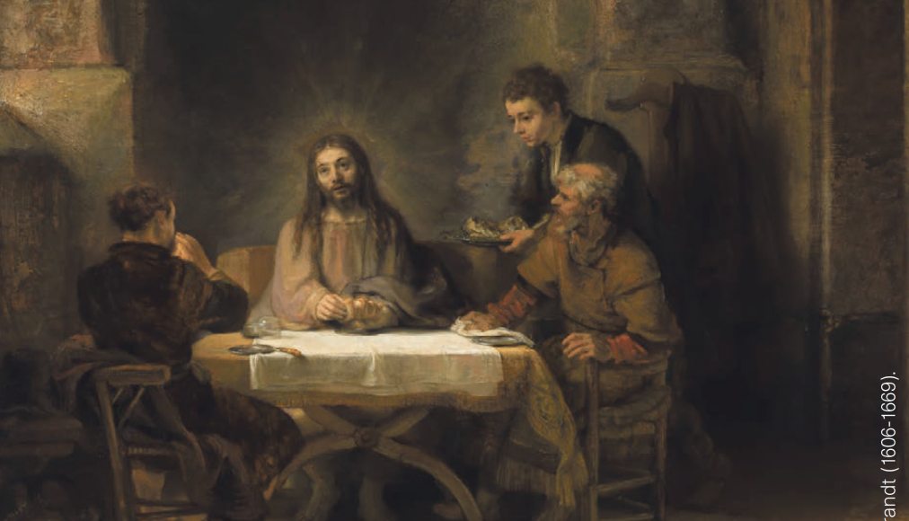 Les Pèlerins d’Emmaüs, huile sur bois, 1648. / Rembrandt (1606-1669)