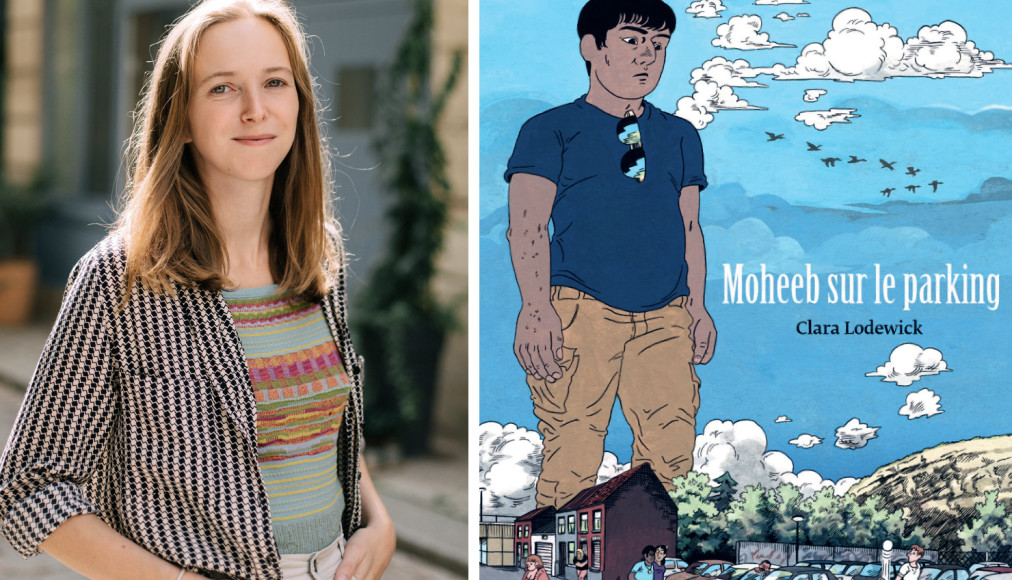 Clara Lodewick et la couverture de sa BD, Moheeb sur le parking. / © Chloé Vollmer-Lo 
