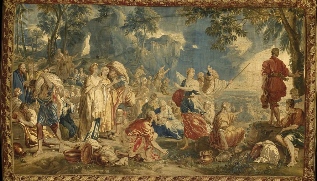 Moïse et la traversée de la Mer Rouge, tapisserie de Jan van Orley, basée sur une peinture d'Augustin Coppens (18e siècle) Moïse et la traversée de la Mer Rouge, tapisserie de Jan van Orley, basée sur une peinture d'Augustin Coppens (18e siècle) / ©Public domain, Wikimedia Commons