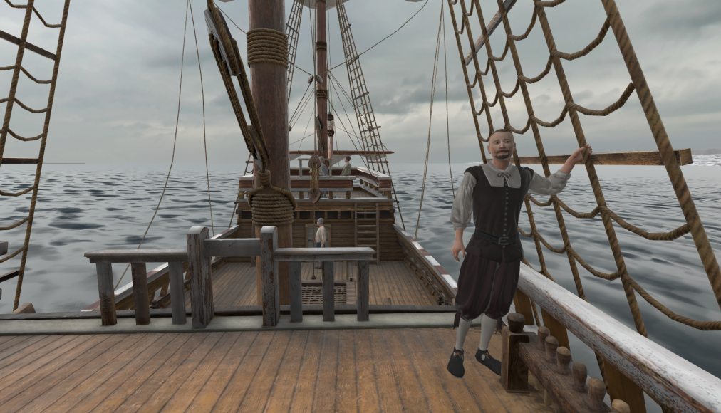 Une reconstitution du Mayflower embarque le visiteur grâce à la réalité virtuelle. / © MIR