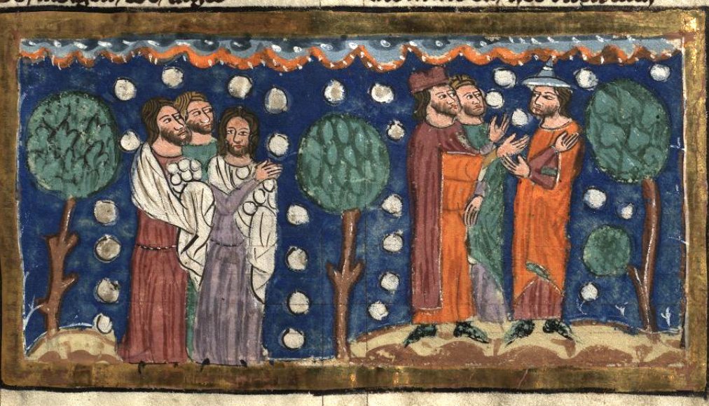 Miniature représentant la pluie de manne (1350-1375, artiste inconnu) Miniature représentant la pluie de manne (1350-1375, artiste inconnu) / © Public domain, via Wikimedia Commons