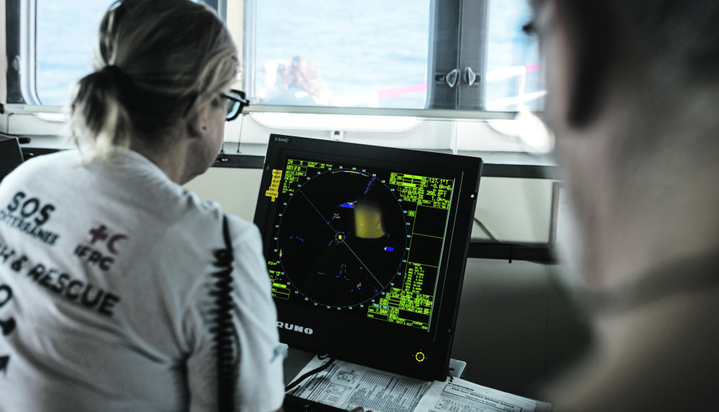 Localisation en cours sur l’Ocean Viking, navire de SOS Méditerranée. / © SOS Méditerranée / Jérémie Lusseau