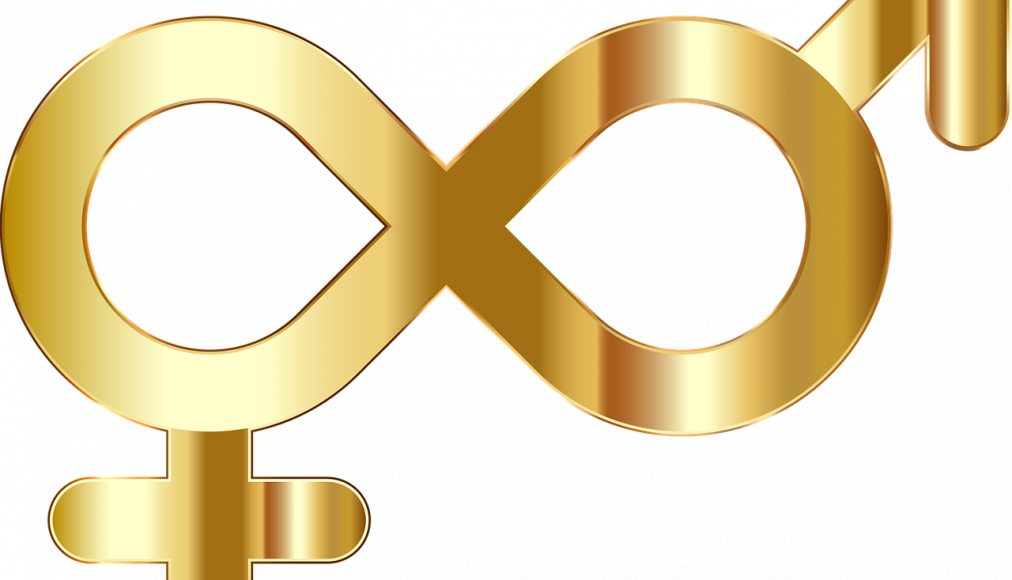 Le signe de l'infini, mêlé aux symboles du masculin et du féminin