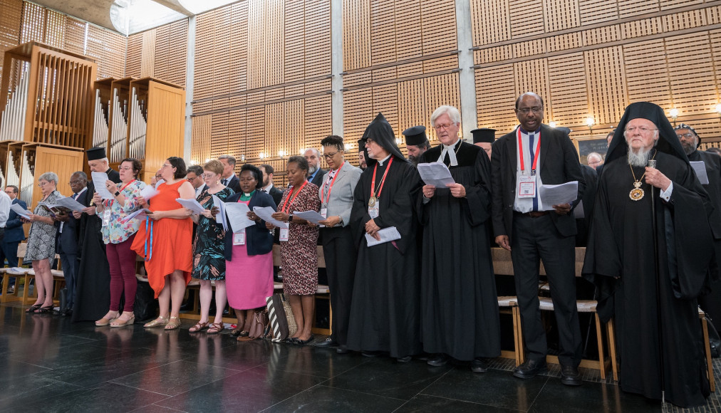 21 juin 2023, Genève: Prière d'ouverture à la chapelle du Centre oecuménique, quand le Comité central du Conseil oecuménique des Eglises se réunit à Genève du 21 au 27 juin 2023, pour sa première réunion plénière après la 11e Assemblée du COE à Karlsruhe en 2022.