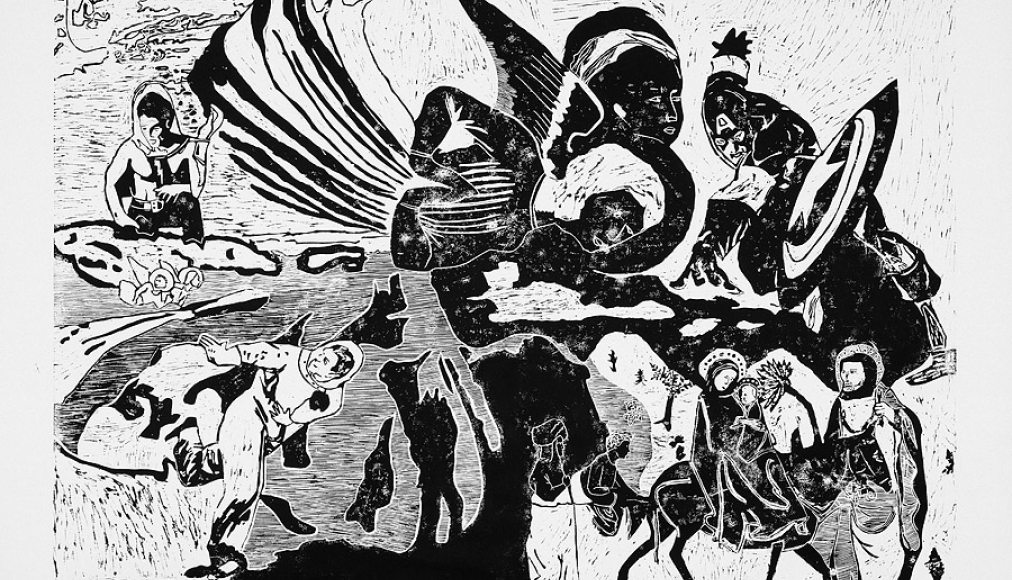 La fuite en Egypte, François Burland. Tiré d'une série de sept gravures sur la nativité 2012 La fuite en Egypte, François Burland. Tiré d'une série de sept gravures sur la nativité 2012 / La fuite en Egypte, François Burland
