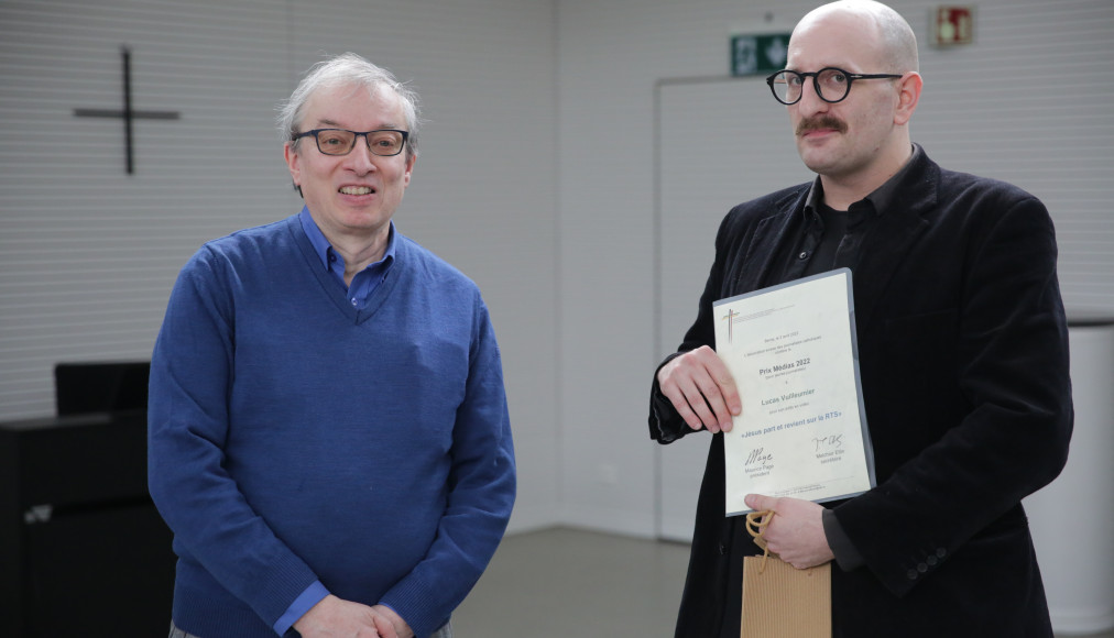 Maurice Page et Lucas Vuilleumier, journalistes / © Bernard Hallet/cath.ch