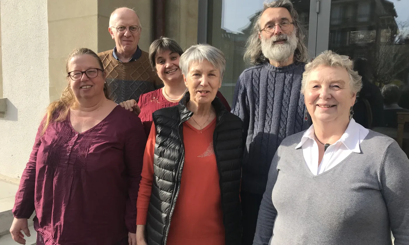 Le conseil du Service Santé et Solidarité de l'EERV. De g. à d. et de haut en bas: Dominique Troilo, Anne-Sylvie Martin, Alain Félix, Liliane Rudaz, Catherine Depierraz, Françoise Subilia. © DR / CA