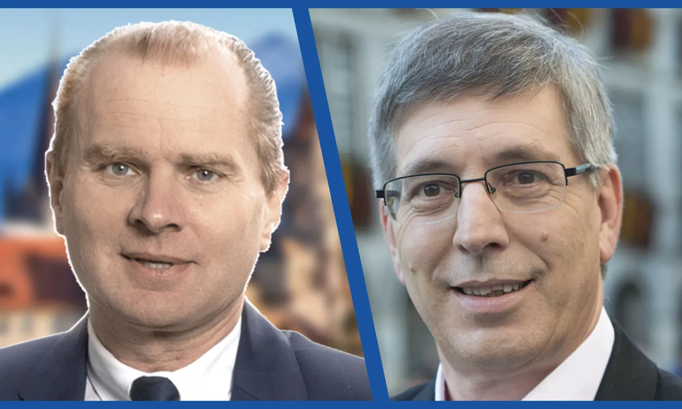 Le conseiller d'État Philippe Leuba, chef du Département de l'économie et du sport, et le municipal Oscar Tosato en charge de la Direction des sports et de la cohésion sociale s’apprêtent à partager la chaire de la Cathédrale, ce dimanche 12 janvier, à l’occasion d’une célébration commune en honneur des JOJ Lausanne 2020. DR