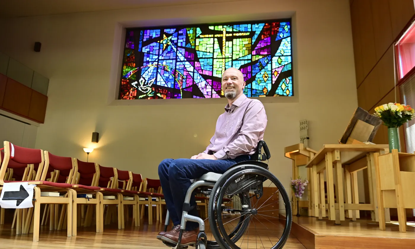 Le diacre Christophe Rieben (49 ans) témoigne de sa foi en Jésus-Christ. © Alain Grosclaude