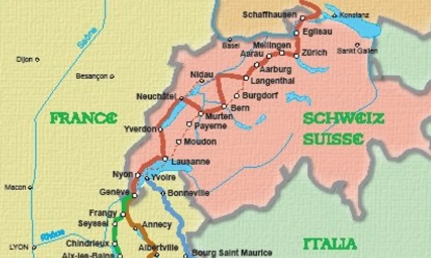 Extrait de l'itinéraire du Sentier des huguenots ©Dr. Buchenauer, CC BY 3.0 Wikimedia Commons