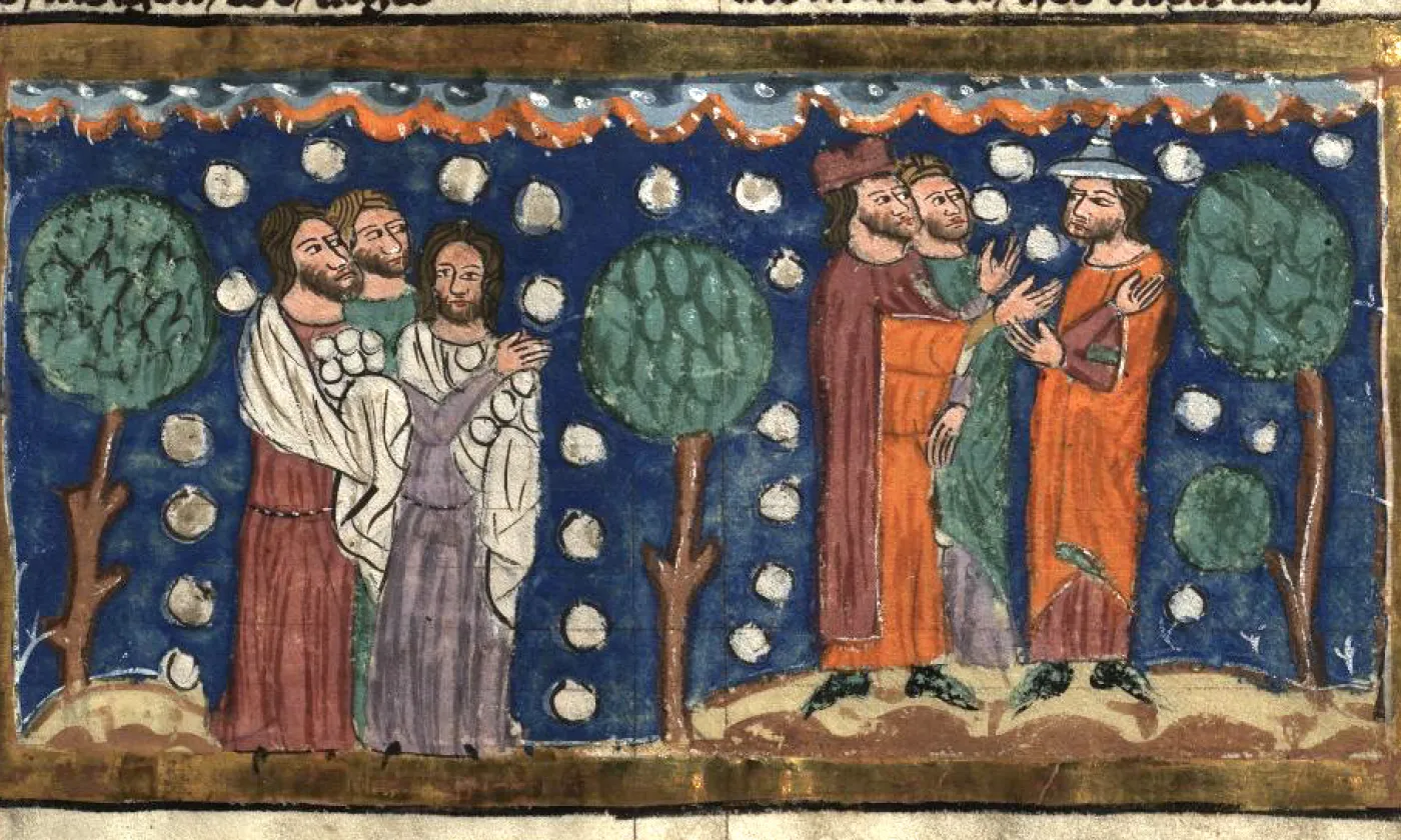 Miniature représentant la pluie de manne (1350-1375, artiste inconnu) © Public domain, via Wikimedia Commons