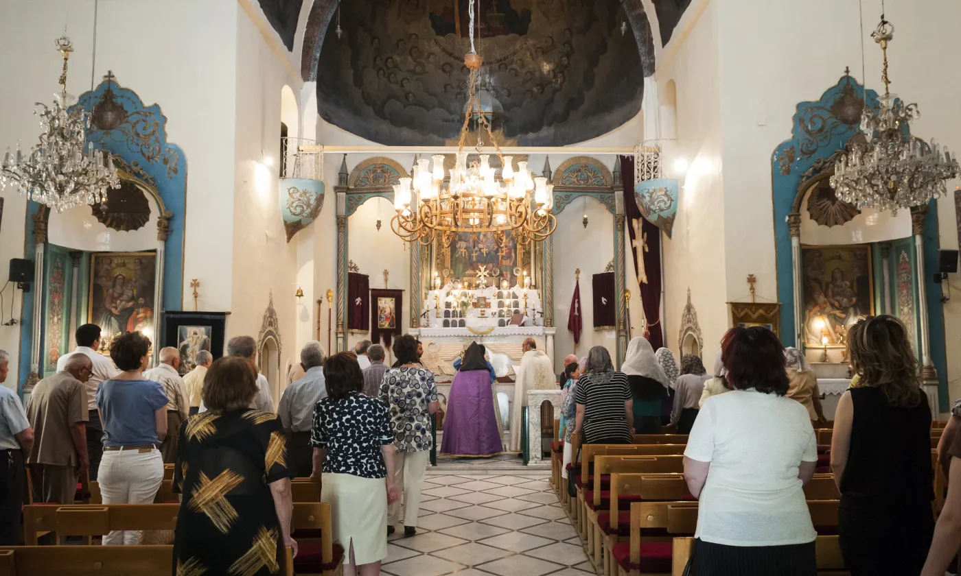 Culte à l’intérieur de l’église arménienne de Damas, Syrie. En 2010, la communauté arménienne de Syrie comptait encore 100'000 membres. © Istock / J. Carillet