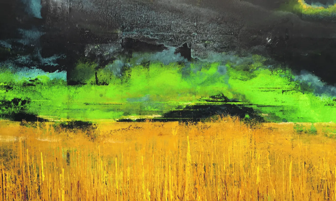 C’est un tableau qu’il a peint lui-même que le pasteur Armin Kressmann vous propose comme support à la méditation et à la prière. L’Ukraine, le pain quotidien, 24 février 2022. © Armin Kressmann