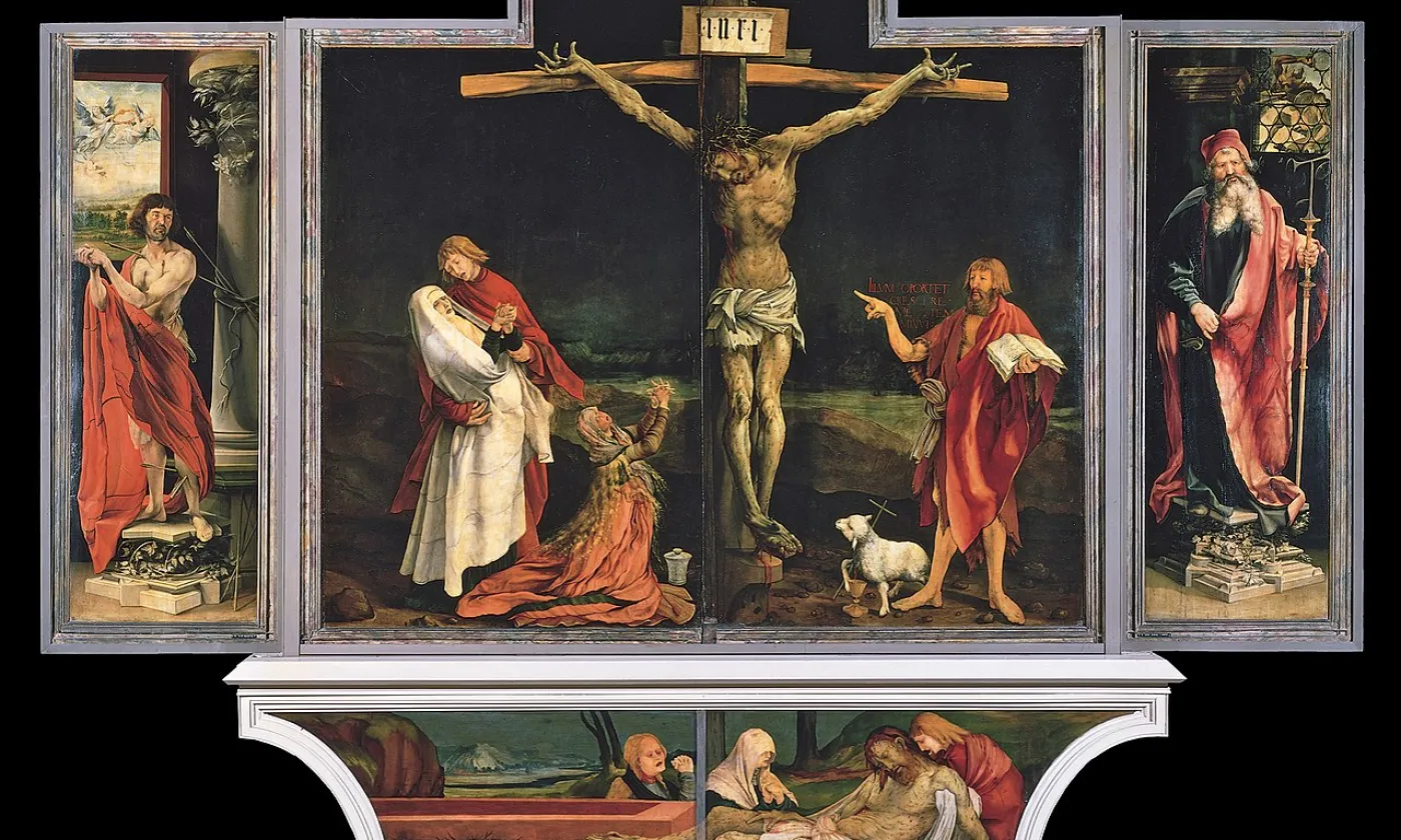 Matthias Grünewald, Partie du Retable d'Issenheim v. 1512-1516, huile sur bois, Musée Unterlinden, Colmar (wikipedia) Matthias Grünewald, Partie du Retable d'Issenheim v. 1512-1516 (wikipedia)