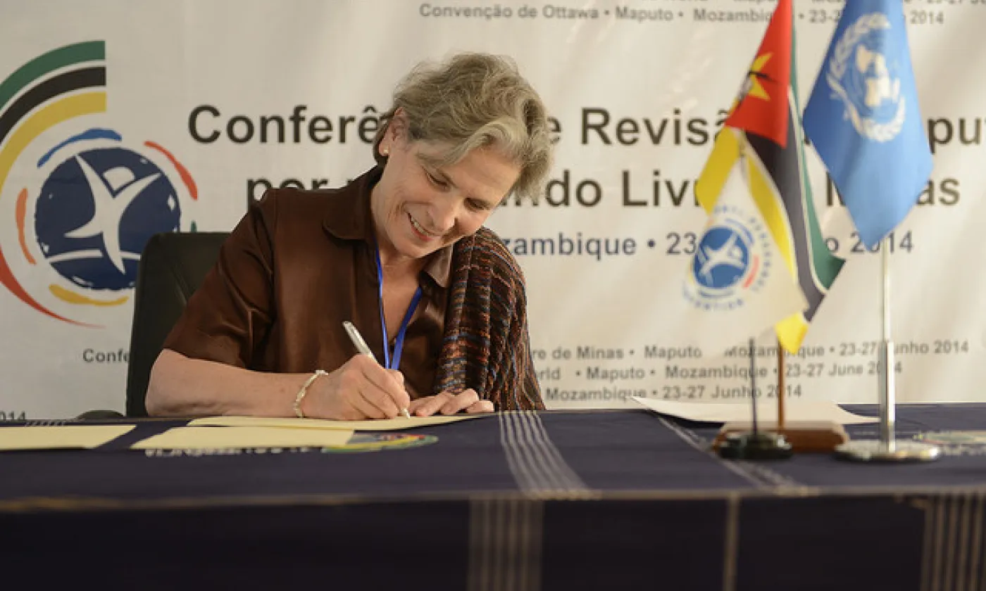 Christine Beerli en 2014, alors vice-présidente du Comité international de la Croix-Rouge.  CC(by nc nd) Anti-Personnel Mine Ban Convention