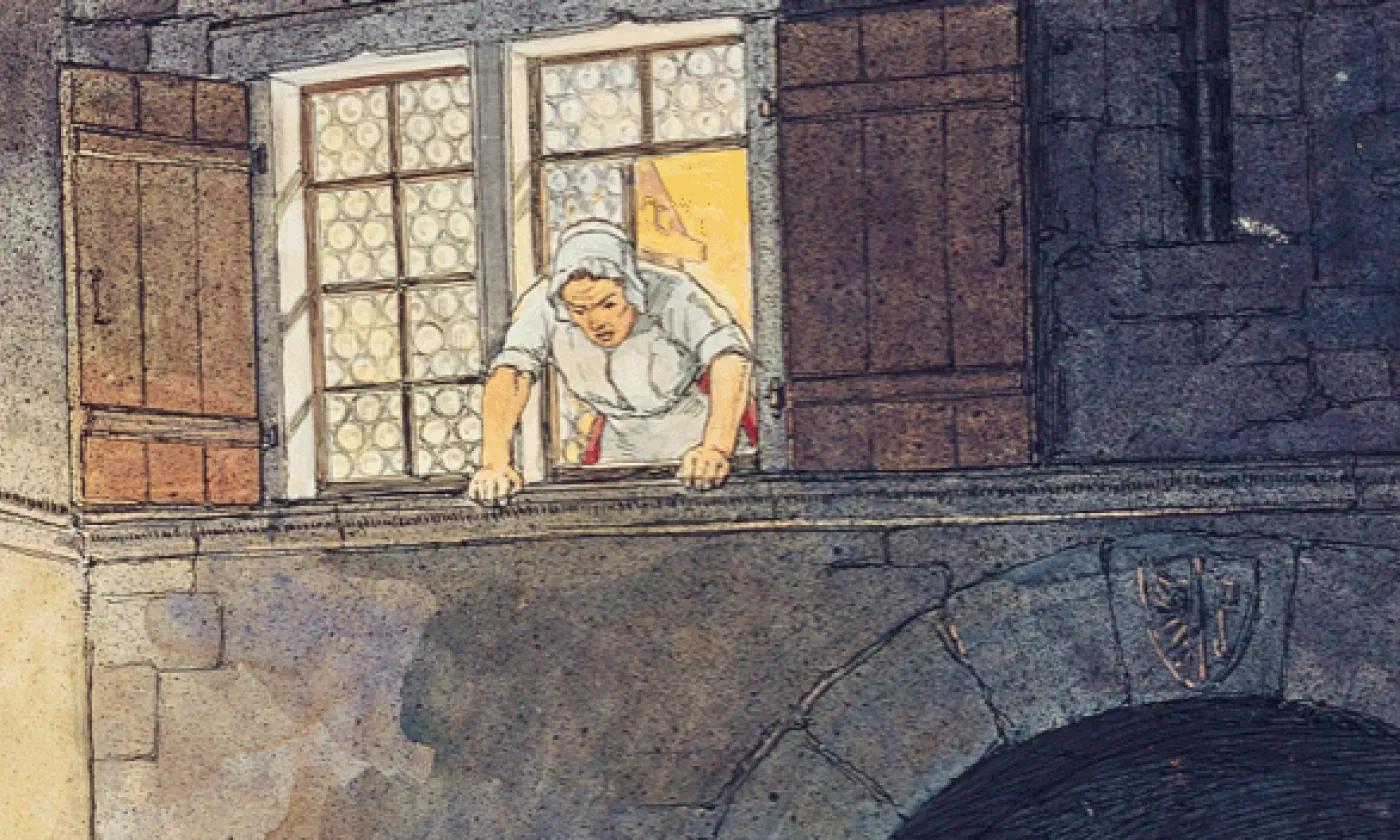 Crédits: Alexandre Guillot, Édouard Elzingre, «La Mère Royaume», in La Nuit de l’Escalade, Atar, Genève 1915. Catherine Royaume