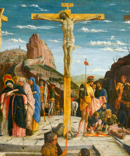 Le Calvaire, Extrait d'une partie centrale du retable de San Zeno à Vérone, peint par Andrea Mantegna en 1459 © leemage - Gettyimages / Josse