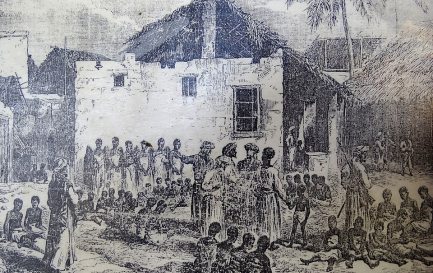 Marché aux esclaves devant l&#039;église anglicane de Stone Town à Zanzibar (Tanzanie), 1860 / ©Wikimedia Commons/Adam Jones, Kelowna, BC, Canada/CC BY-SA 2.0