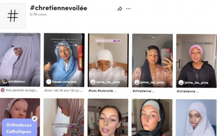 Capture d&#039;écran de vidéos TikTok avec le hashtag #chrétiennevoilée / ©TikTok