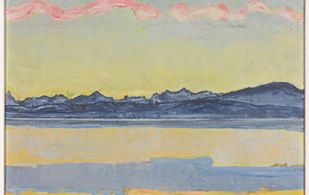 Ferdinand Hodler, Le Léman et le Mont-Blanc aux nuages roses, 1918, huile sur toile, 60 x 85 cm, collection Rudolf Staechelin, © Archives Jura Brüschweiler, Genève / Pierre Montavon.