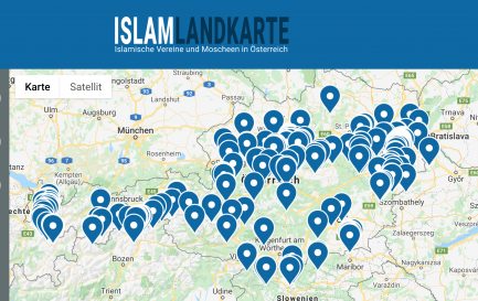 Capture d&#039;écran de la &quot;carte de l&#039;islam&quot; en Autriche / ©www.islam-landkarte.at/