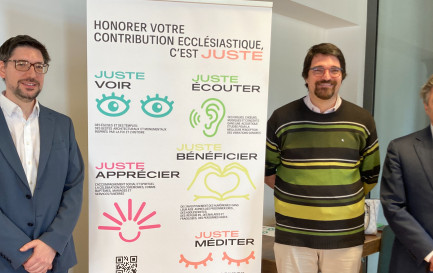 Yves Bourquin, Nassouh Toutoungi et Emmanuel Raffner, représentants des 3 Eglises neuchâteloises reconnues / Protestinfo