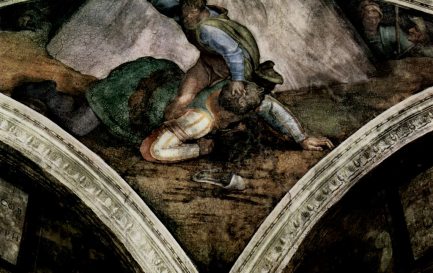 &quot;David et Goliath&quot;, fresque de Michelangelo dans la Chapelle Sixtine / ©Wikimedia Commons / CC-PD-Mark / Yorke Project