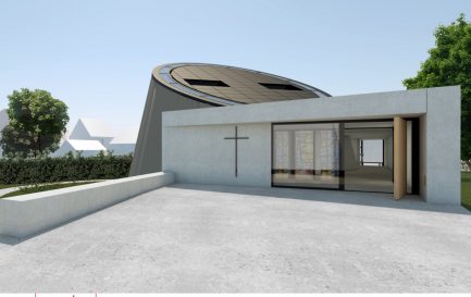 Image 3D de la future église catholique de Gland / ©Coretra SA
