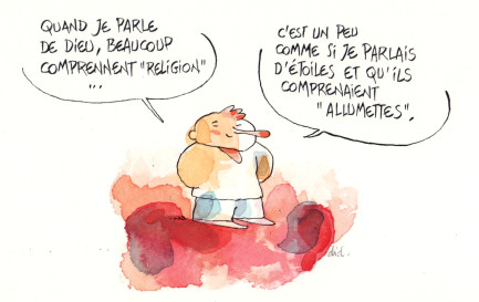 Dessin de Didier Milotte, exposition de dessins de presse «Dieu est-il humour?» / ©D. Milotte