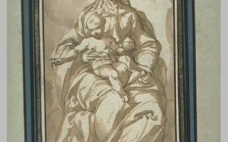 Vierge à l&#039;enfant tenant un globe du Monde (extrait) / Anonyme, 16e siècle, collection du Louvre (extrait)